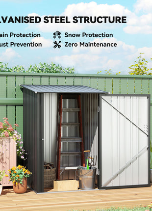 Small Metal Garden Shed, 3.3' x 3.4', Galvanized Steel, Lockable Tool Shed for Patio, Backyard, Lawn, Dark Gray