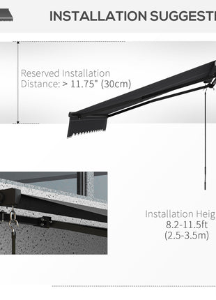 10' x 8' Retractable Awning, 280gsm UV Resistant Sunshade Shelter for Deck, Balcony, Yard, Dark Gray