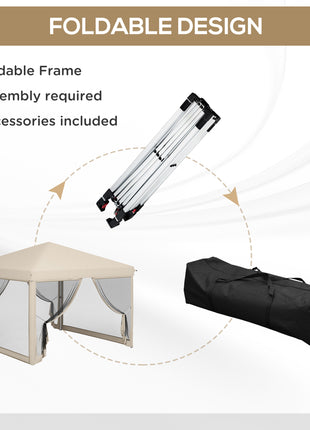 10' x 10' Pop Up Canopy Tent with Mesh Sidewalls, Height Adjustable, Transport Carrying Bag for Backyard Garden Patio