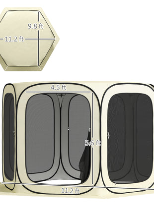 11 x 11ft Pop Up Screen Tent, UPF50+ Portable Camping Gazebo Screen House with Carry Bag, Beige
