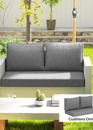 2 Seat Patio Furniture Cushions, 46x26x5 in, Thick Outdoor Loveseat Cushion Set with Removable Cover, Fade-Resistant Replacement Cushions for Outdoor Furniture, Couch, Bench, Swing, Gray