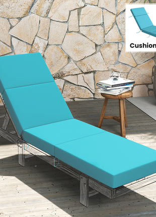 Chaise Lounge Cushion, 4" Thick Outdoor Lounge Chair Cushion with Ties for Patio, 21" x 72", Blue