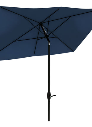 6.5' x 10' Rectangular Market Umbrella, Patio Outdoor Table Umbrella with Crank and Push Button Tilt, Blue