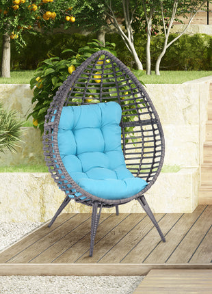 Rattan Egg Chair with Cushion, Sky Blue