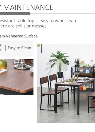 Industrial 4 Piece Dining Room Table Set with Bench Wooden Kitchen Table and Chairs w/ Storage Rack for Kitchen, Dinette, Rustic Brown/Black