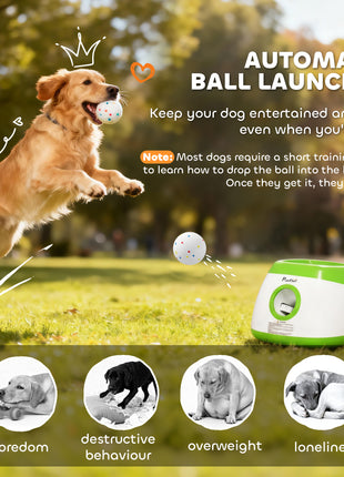 Automatic Dog Ball Launcher with 26-80 FT Distance, Automatic Ball Launcher for Medium and Large Dogs, Green
