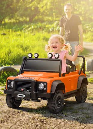 Land Rover Licensed Electric Car for Kids with Remote Control, Dual Motors, Spring Suspension, LED Lights, Orange