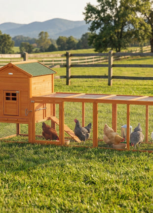 Extra Large Run Included Chicken Coop with Removable Tray Orange