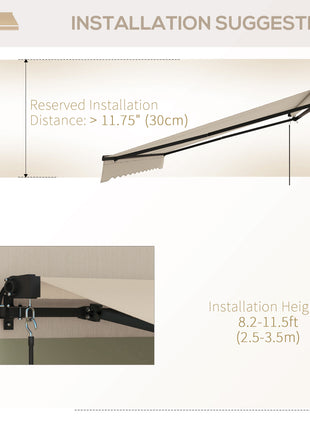13' x 10' Retractable Awning, 280gsm UV Resistant Sunshade Shelter for Deck, Balcony, Yard, Beige
