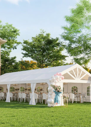 Heavy Duty Party Tent, 19.5' x 39' Large Sun Shade Canopy Tent for Parties, Wedding, Events, BBQ Grill, White