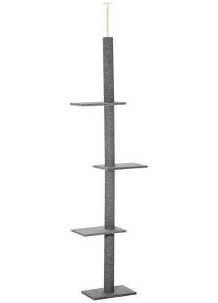 Floor-to-Ceiling Cat Tree Cat Climbing Tower with Sisal-Covered Scratching Posts Natural Cat Activity Center for kittens Cat tower furniture, Gray