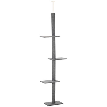 Floor-to-Ceiling Cat Tree Cat Climbing Tower with Sisal-Covered Scratching Posts Natural Cat Activity Center for kittens Cat tower furniture, Gray