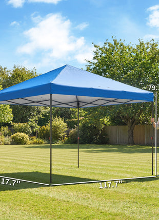 10 x 10 ft Pop Up Canopy Tent with One Push Setup, Outdoor Portable Instant Canopy Shelter w/ Roller Bag, Dark Blue