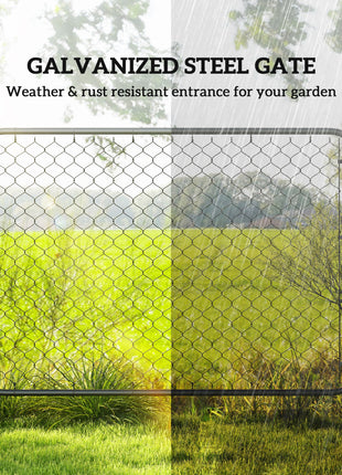 Garden Gate Chain Link Fence Gate, Galvanized Steel Garden Door for Yard Entrance Way, 47.2 x 70.9 in., Black