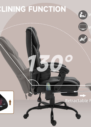 Massage Office Chair with 6 Vibrating Points, High Back Reclining Office Chair with Footrest and Remote, Black