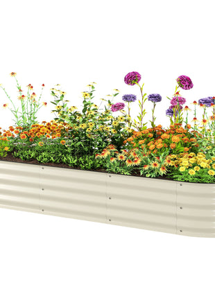 6.4' x 2' x 1' Galvanized Raised Garden Bed Kit, Metal Planter Box with Safety Edging, Cream