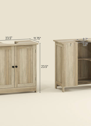 Bathroom Vanity Cabinet, Under Sink Bathroom Cabinet with 2 Doors and Adjustable Shelf, Weathered Gray Oak
