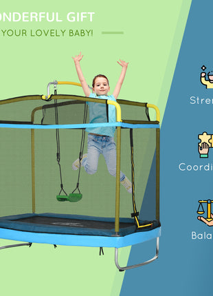 3-in-1 Trampoline for Kids, 6.9' Kids Trampoline with Net, Light Blue