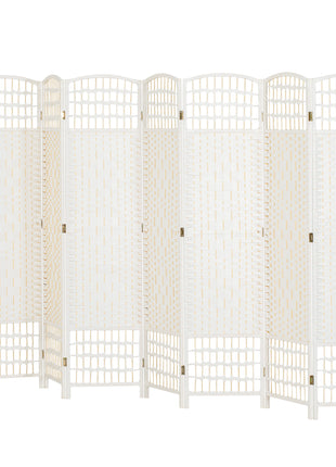 8 Panel Folding Room Divider Portable Privacy Screen Wave Fiber Room Partition for Home Office White