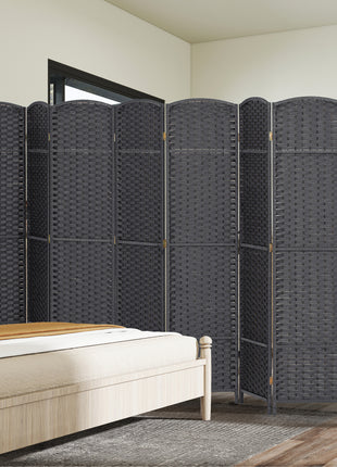 Folding Room Divider Screen 8 Panel 5.6' Tall Privacy Screen Freestanding Room Partition for Home Office, Charcoal Gray