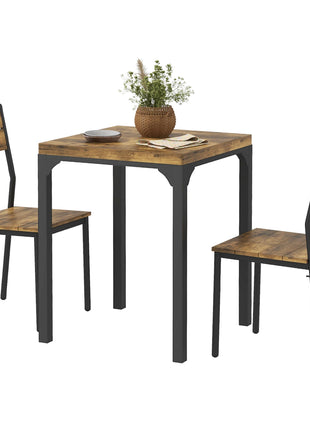 3 Piece Dining Room Set for 2, Dining Table Set for Breakfast Nook, Small Space, Apartment, Space Saving, Rustic Brown
