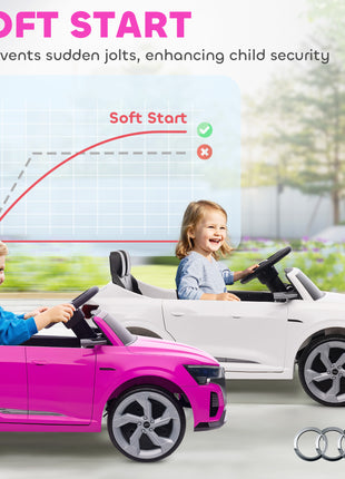 Audi Q8 e-tron Sportback Licensed 12V Battery Powered Kids Electric Car w/ Spring Suspension, Soft Start, Pink