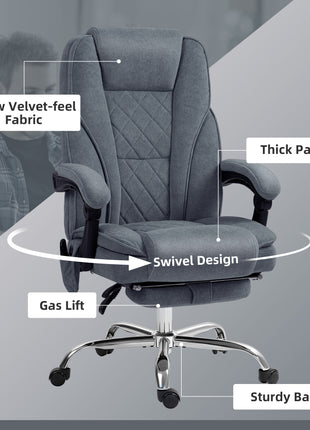 Massage Office Chair, Heated Reclining Computer Chair with Adjustable Height and Footrest, Charcoal Gray