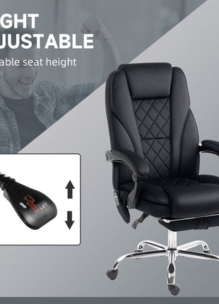 Massage Office Chair, Heated Reclining Computer Chair with Adjustable Height and Footrest, Black