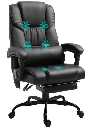 Massage Office Chair with 6 Vibrating Points, High Back Reclining Office Chair with Footrest and Remote, Black