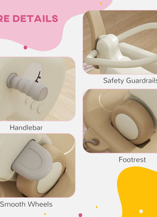 5 in 1 Rocking Horse for Toddlers 1-3 Years with Detachable Balance Board, Push Handle, Footrest, Cream White