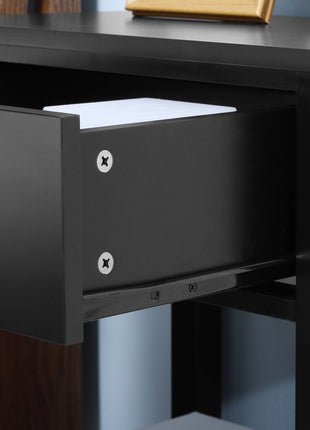 Modern Side Table for Living Room, End Table, 2-tier Side Table with Drawer and Storage Shelf, Black