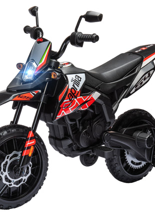 12V Aprilia Licenced Kids Motorcycle with Training Wheels, Spring Suspension, LED Light, USB, Music, Red
