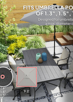 Round Patio Umbrella Base with Wheels, 46 lbs Resin Umbrella Stand Base, Heavy Duty Patio Umbrella Holder for 1.3"/1.5"/1.9" Umbrella Poles for Outdoor, Lawn, Poolside, Black
