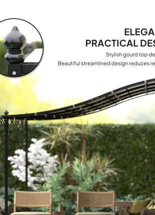 10' x 16' Wall-Mounted Outdoor Pergola Canopy, Metal Patio Canopy with Drainage Holes for Backyard Garden, Cream White