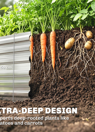 Galvanized Raised Garden Bed, Steel Outdoor Planters with Reinforced Rods, 71" x 36" x 23", Silver