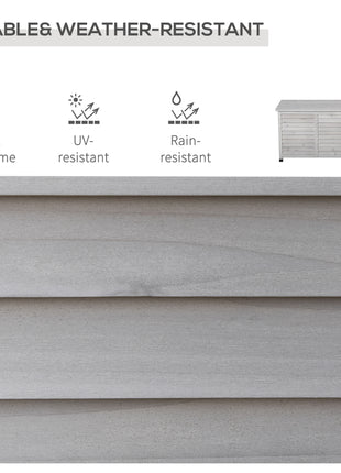 75 Gallon Wooden Deck Box, Outdoor Storage Container with Aerating Gap & Weather-Fighting Finish, Grey