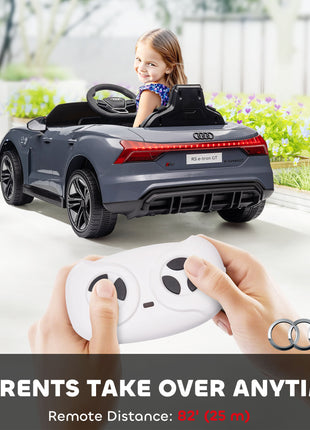 12V Licensed Audi RS E-tron GT Kids Ride on Car with Remote Control, Suspension, Horn, Music, Lights, Gray