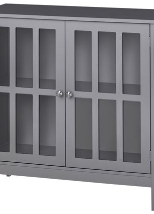 Contemporary Storage Cabinet, Cupboard Buffet Credenza with 2 Doors for Kitchen, Hallway, Living Room, Gray