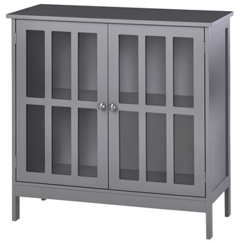 Contemporary Storage Cabinet, Cupboard Buffet Credenza with 2 Doors for Kitchen, Hallway, Living Room, Gray