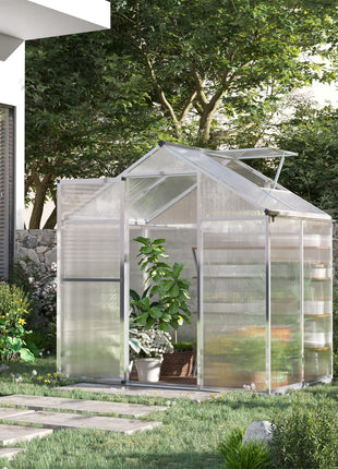 4' L x 6' W Walk-In Polycarbonate Greenhouse with Roof Vent,Greenhouse for Winter