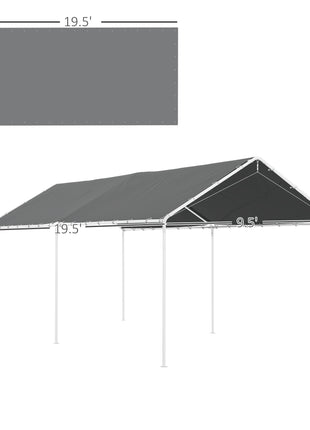 10 x 20ft Carport Roof, UV Resistant Canopy Replacement Cover with Ball Bungee Cords, Dark Gray