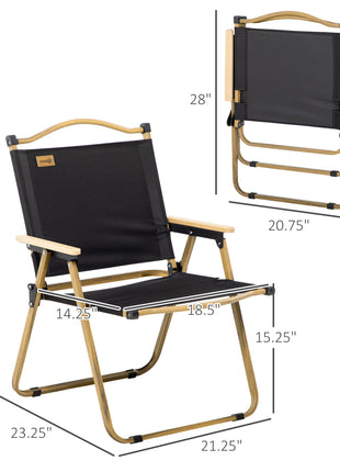 2 Pack Folding Camping Chair, Lightweight & Portable Beach Chairs Armchairs, Perfect for Festivals, Fishing, Picnic and Hiking, Black