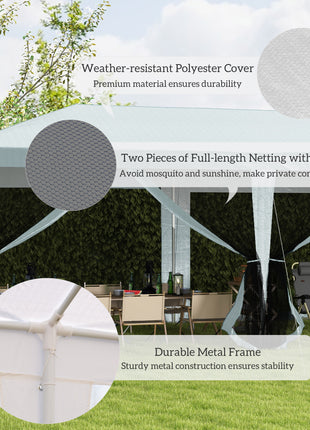10' x 20' Party Tent, Outdoor Wedding Canopy & Gazebo with Removable Sidewalls, Shade Shelter for Events, BBQs, White