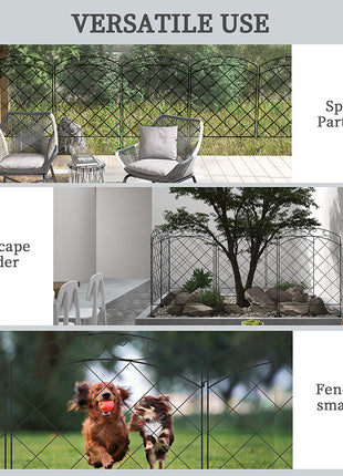 4 Pack Garden Fencing for Yard, Decorative Fence Panels as Animal Barrier and Flower Edging, Swirls