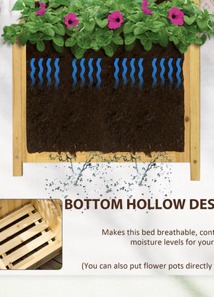 Wooden Raised Garden Bed, Planter with Trellis for Vine Climbing and Vegetables, Herbs and Flowers Growing, Natural