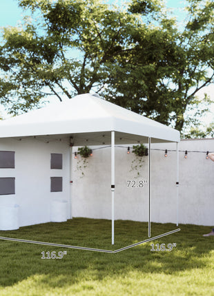10' x 10' Pop Up Canopy Tent w/ Sidewall, UPF50+ Height Adjustable Instant Sun Shelter w/ Storage Pockets, White