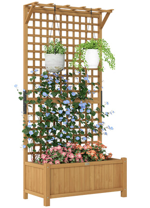 Wood Planter with Trellis for Vine Climbing, Raised Garden Bed, Privacy Screen for Backyard, Patio, Yellow