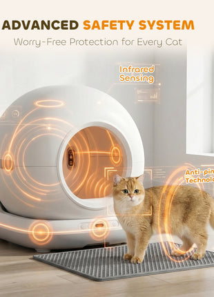 72L Automatic Litter Box, Self Cleaning Litter Box, App Control, Odor & Noise Control, Safety Sensors, Deodorant Gel