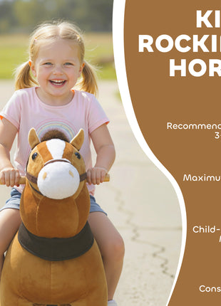 Ride on Horse, Plush Riding Pony for Ages 3-5, Walking Horse Animal with Wheels for Active Play, Dark Brown