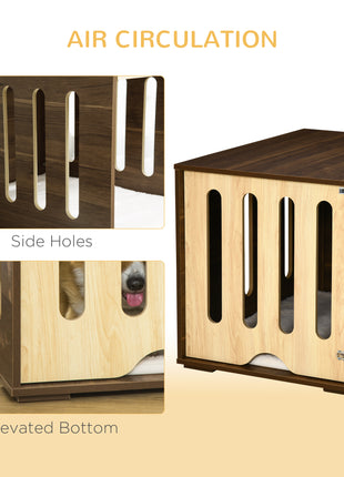 Furniture Style Dog Crate End Table with Removable Door Panel, Dog Crate Bed with Foam Cushion, Safety Lock, Indoor Use, for Small & Medium Dogs, Brown